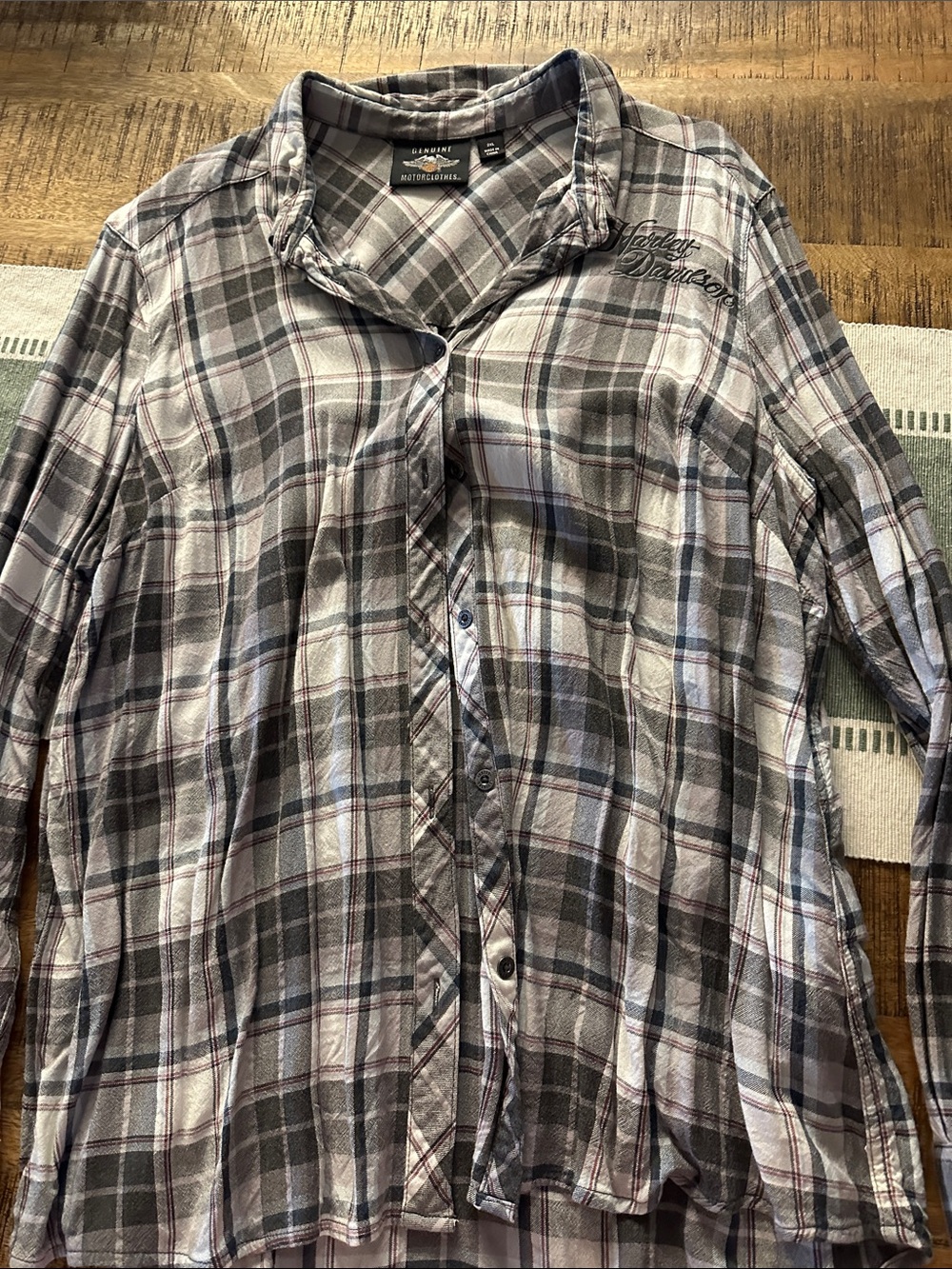 Harley-Davidson Women’s Grey Plaid Long-Sleeve Shirt